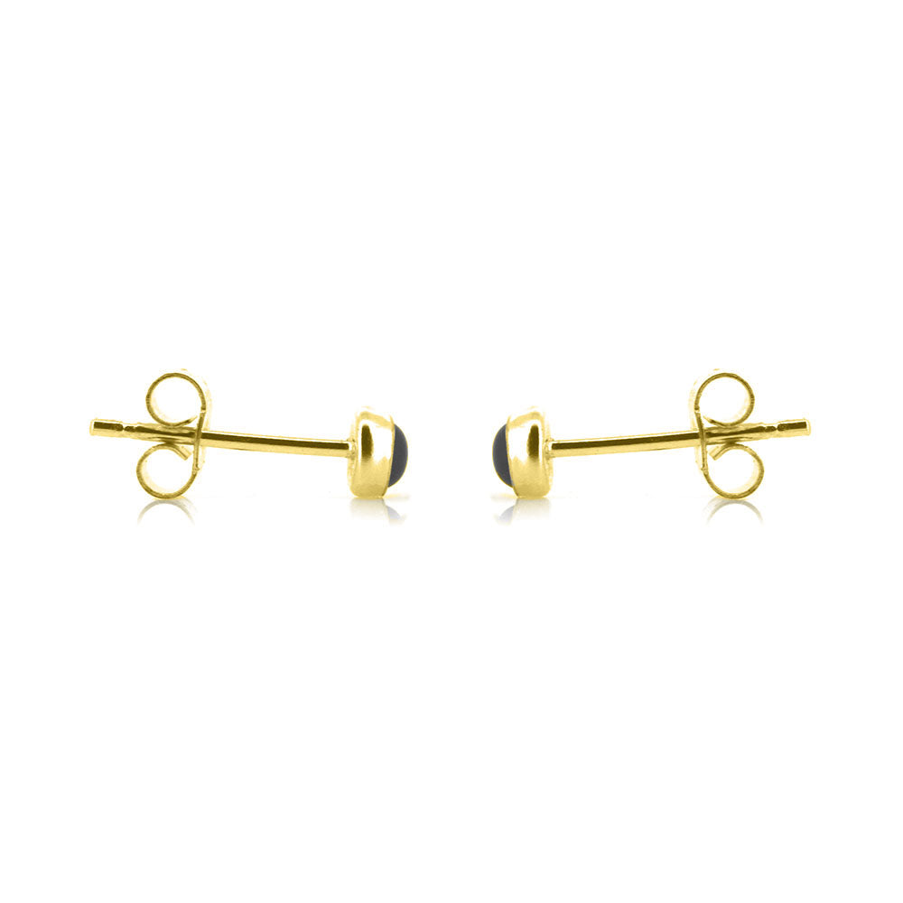 Iria Onyx 3mm Stud Earrings - Yellow Gold Vermeil Stud Earrings