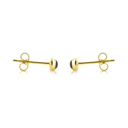Iria Onyx 3mm Stud Earrings - Yellow Gold Vermeil Stud Earrings
