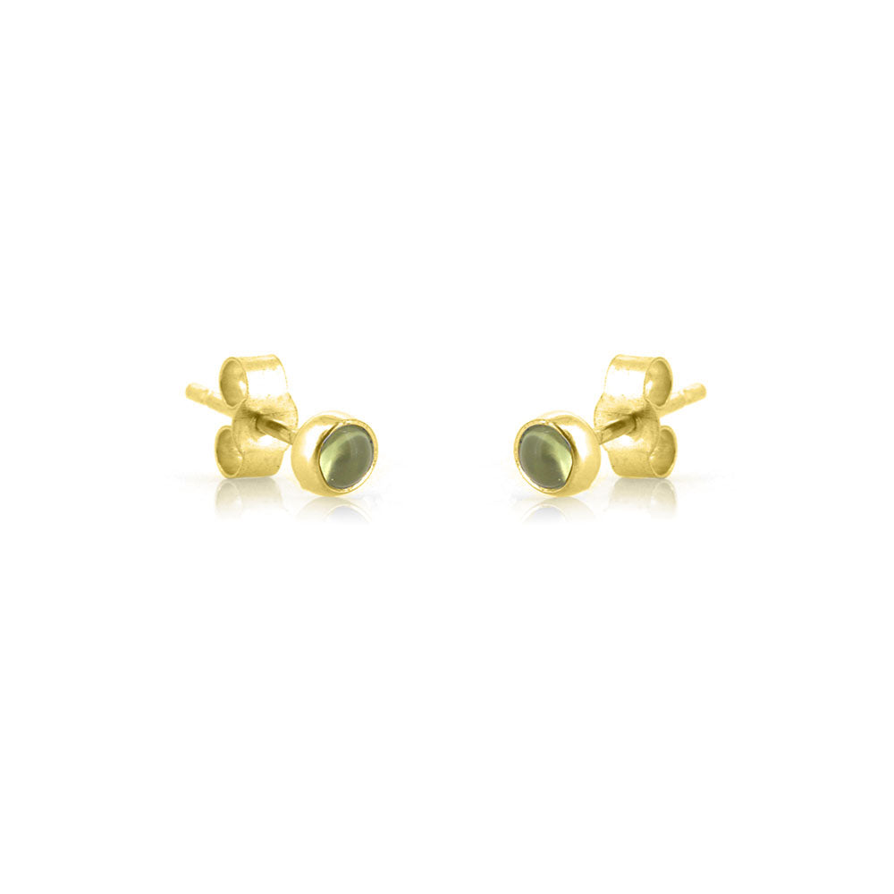 Iria Peridot 3mm Stud Earrings - Yellow Gold Vermeil Stud Earrings