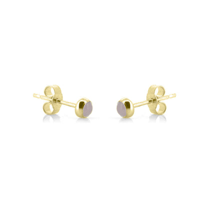 Iria Rose Quartz 3mm Stud Earrings - Yellow Gold Vermeil Stud Earrings