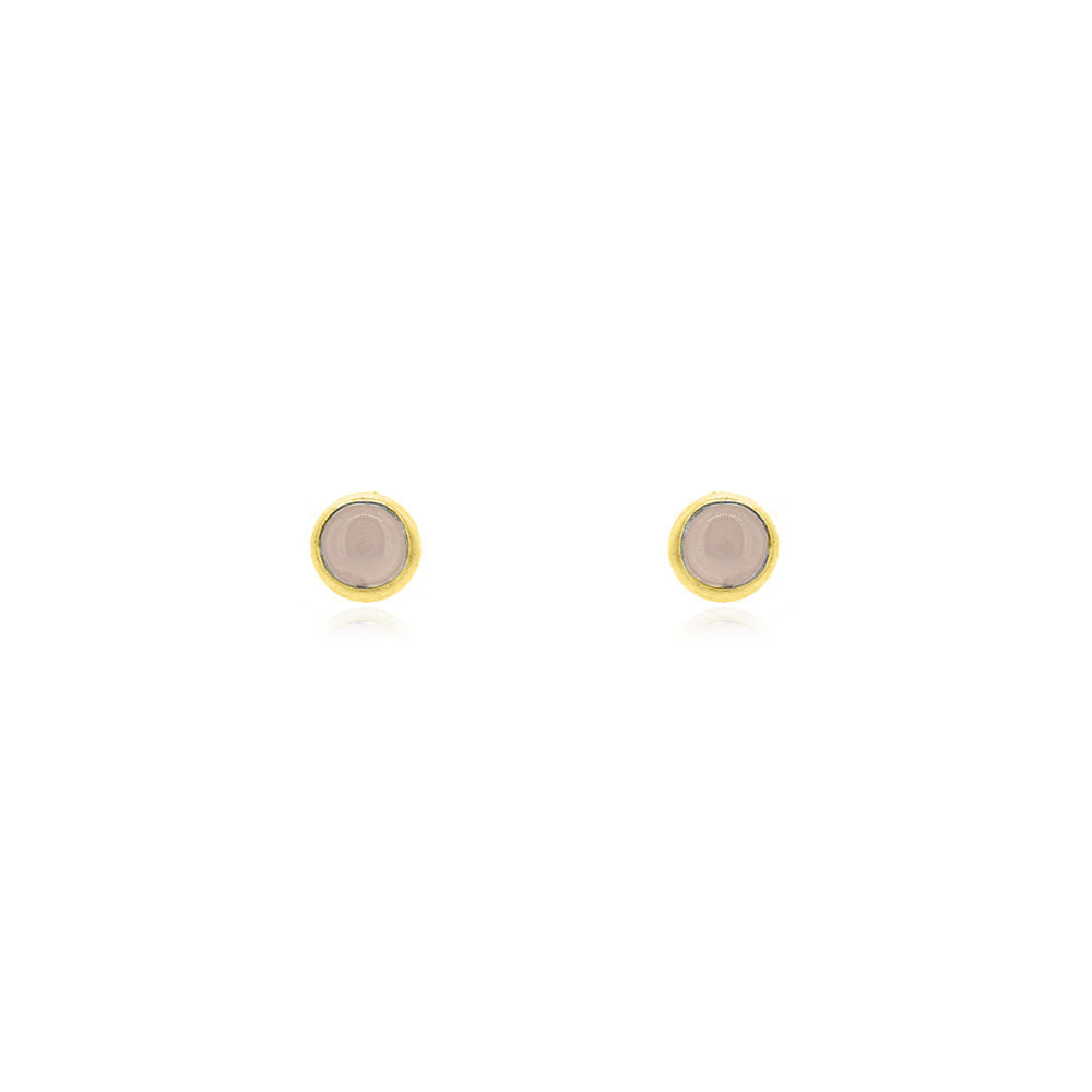 Iria Rose Quartz 3mm Stud Earrings - Yellow Gold Vermeil Stud Earrings