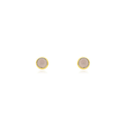 Iria Rose Quartz 3mm Stud Earrings - Yellow Gold Vermeil Stud Earrings