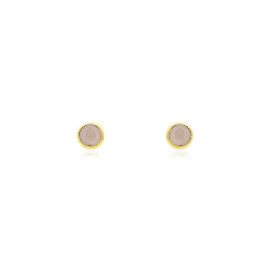 Iria Rose Quartz 3mm Stud Earrings - Yellow Gold Vermeil Stud Earrings