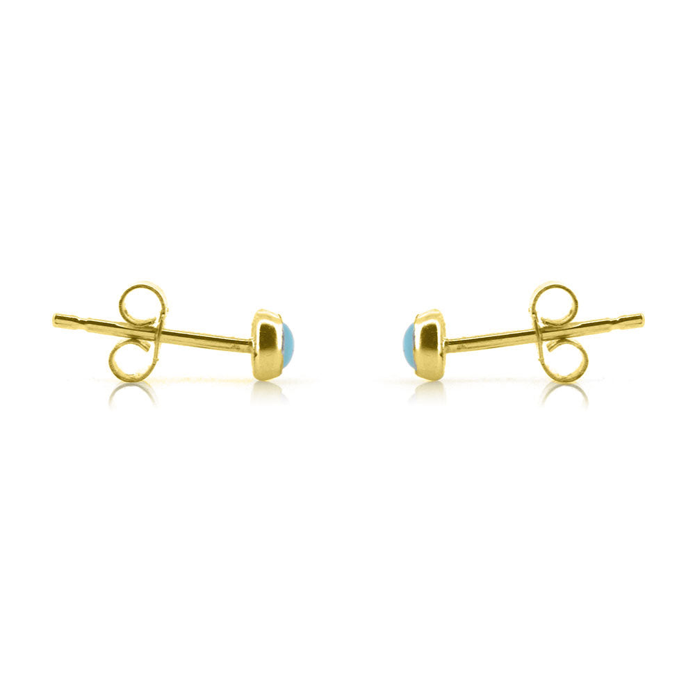 Iria Turquoise 3mm Stud Earrings - Yellow Gold Vermeil Stud Earrings