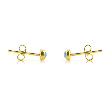 Iria Turquoise 3mm Stud Earrings - Yellow Gold Vermeil Stud Earrings