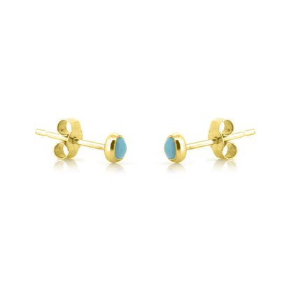 Iria Turquoise 3mm Stud Earrings - Yellow Gold Vermeil Stud Earrings