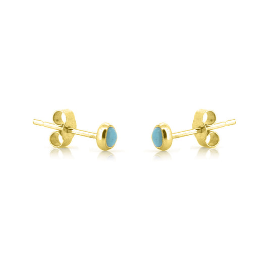 Iria Turquoise 3mm Stud Earrings - Yellow Gold Vermeil Stud Earrings