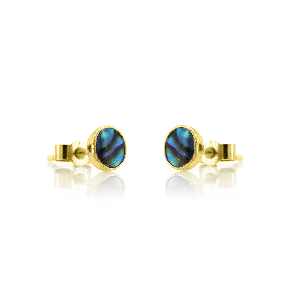 Iria Abalone 5mm Stud Earrings - Yellow Gold Vermeil Stud Earrings