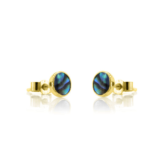 Iria Abalone 5mm Stud Earrings - Yellow Gold Vermeil Stud Earrings