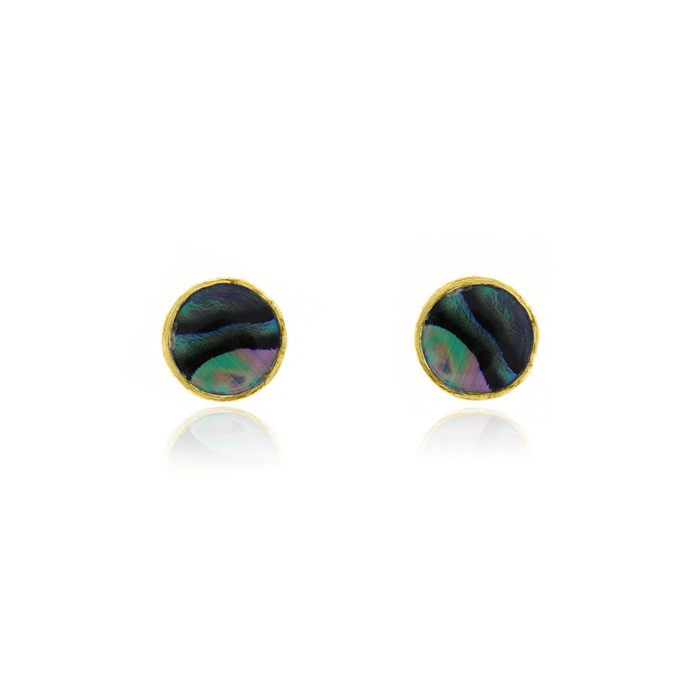 Iria Abalone 5mm Stud Earrings - Yellow Gold Vermeil Stud Earrings