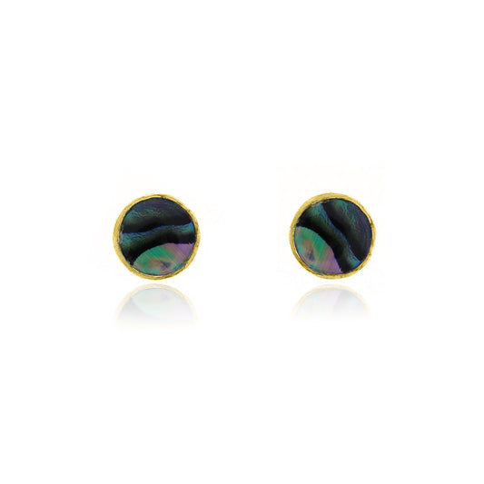 Iria Abalone 5mm Stud Earrings - Yellow Gold Vermeil Stud Earrings