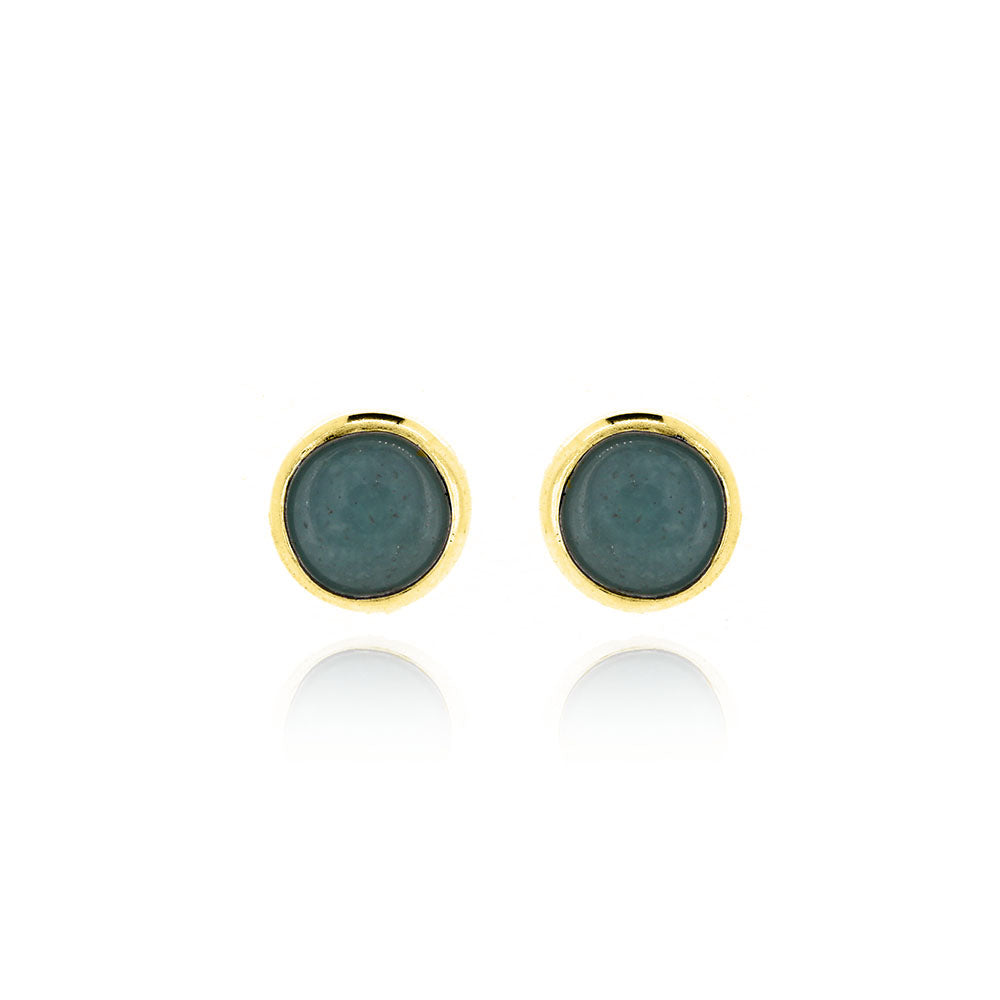 Iria Amazonite 5mm Stud Earrings - Yellow Gold Vermeil Stud Earrings
