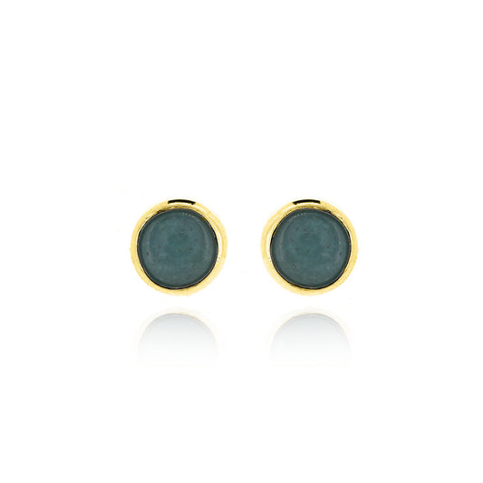 Iria Amazonite 5mm Stud Earrings - Yellow Gold Vermeil Stud Earrings