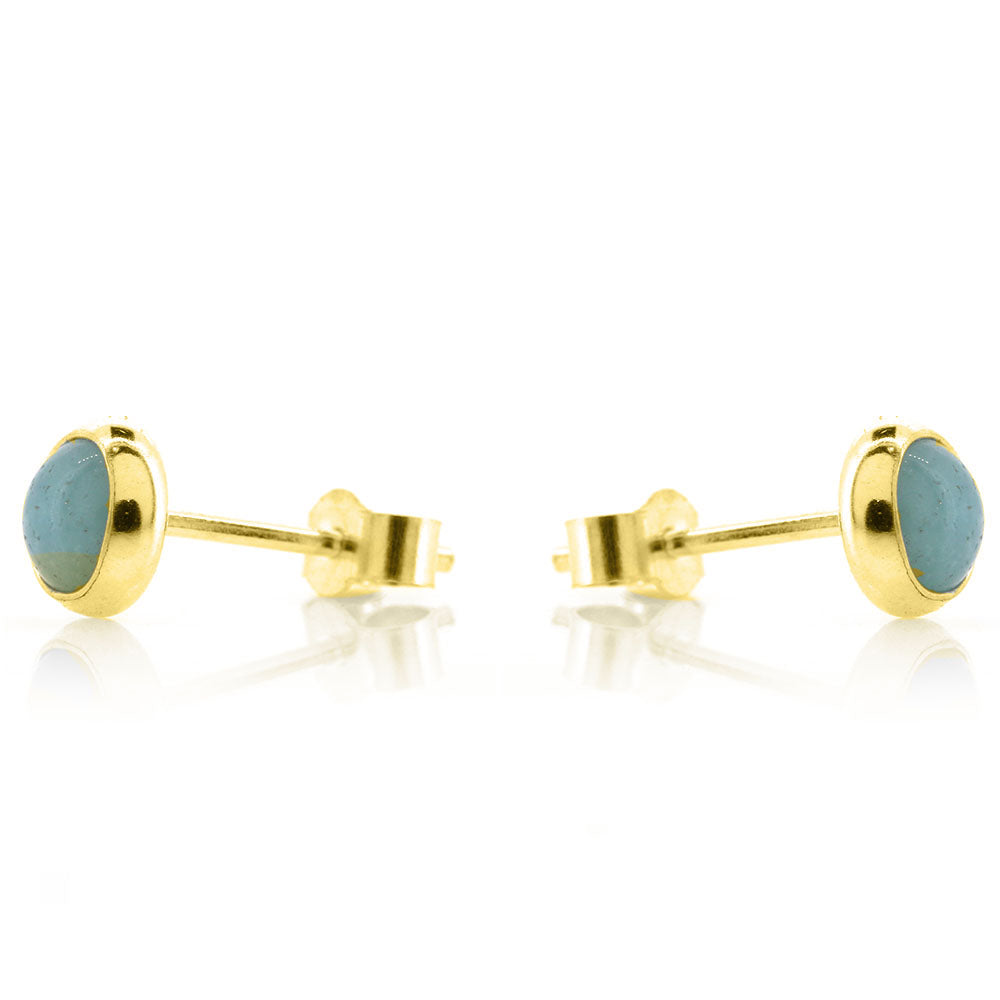 Iria Amazonite 5mm Stud Earrings - Yellow Gold Vermeil Stud Earrings