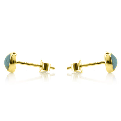 Iria Amazonite 5mm Stud Earrings - Yellow Gold Vermeil Stud Earrings