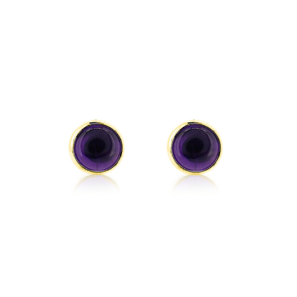 Iria Amethyst 5mm Stud Earrings - Yellow Gold Vermeil Stud Earrings