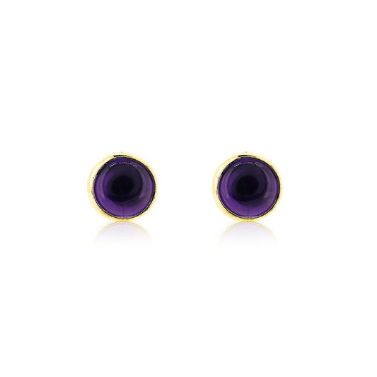 Iria Amethyst 5mm Stud Earrings - Yellow Gold Vermeil Stud Earrings