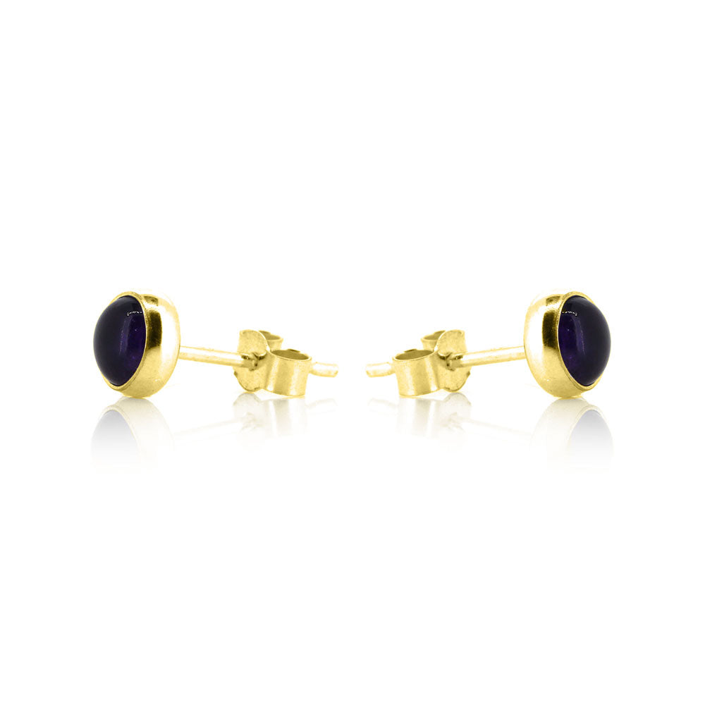 Iria Amethyst 5mm Stud Earrings - Yellow Gold Vermeil Stud Earrings