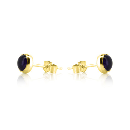 Iria Amethyst 5mm Stud Earrings - Yellow Gold Vermeil Stud Earrings