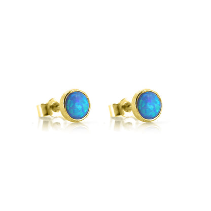 Iria Opalite 5mm Stud Earrings - Yellow Gold Vermeil Stud Earrings