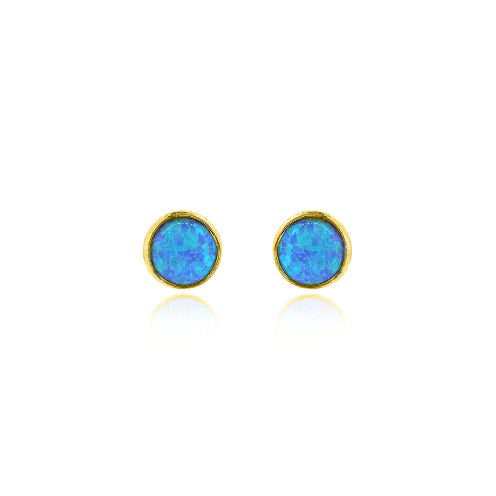 Iria Opalite 5mm Stud Earrings - Yellow Gold Vermeil Stud Earrings