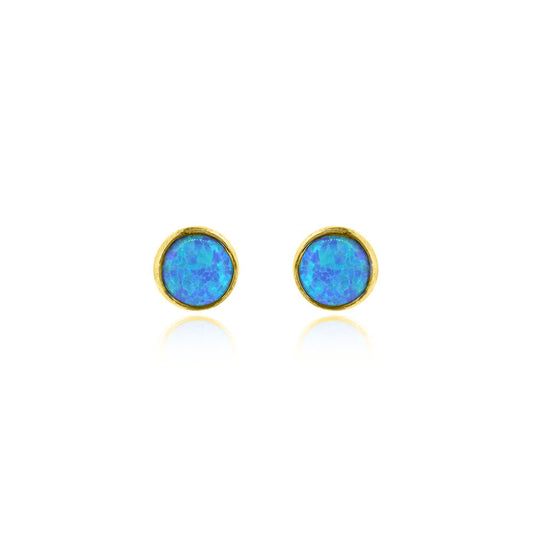 Iria Opalite 5mm Stud Earrings - Yellow Gold Vermeil Stud Earrings