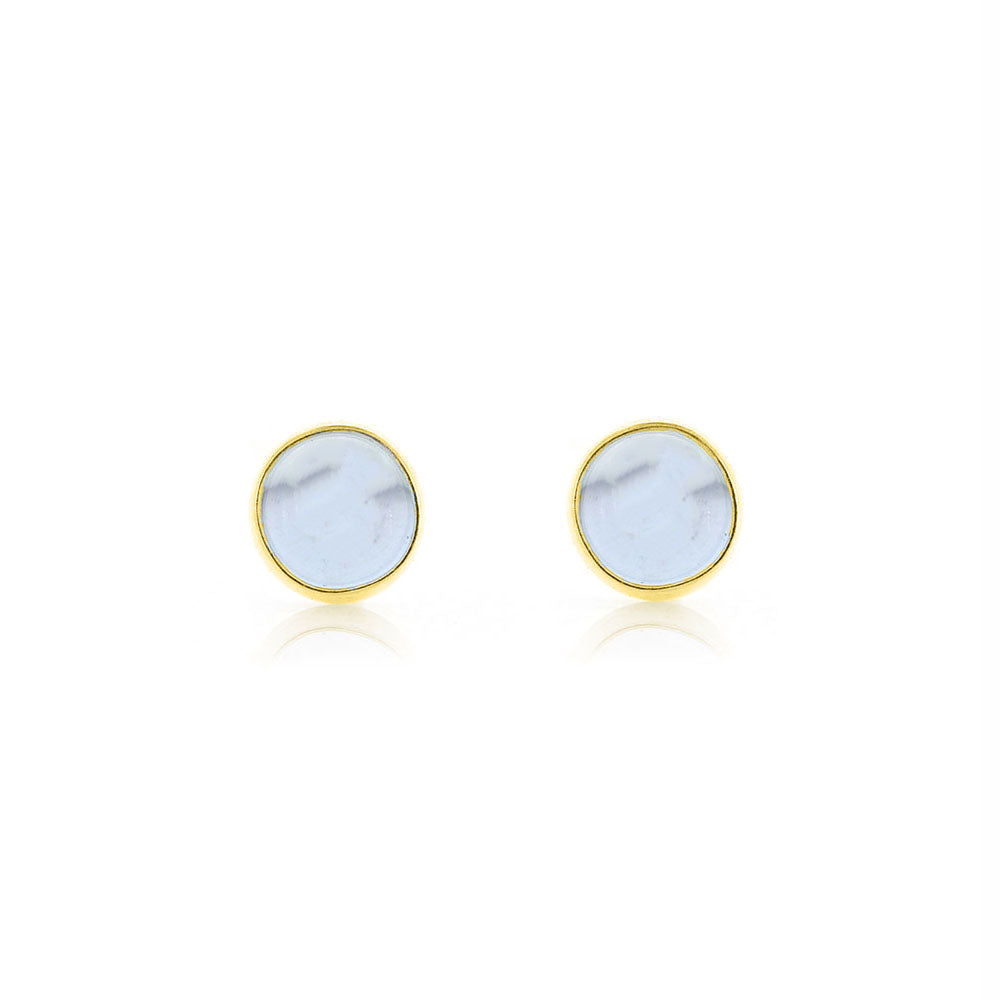 Iria Sky Blue Topaz 5mm Stud Earrings - Yellow Gold Vermeil Stud Earrings