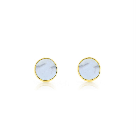Iria Sky Blue Topaz 5mm Stud Earrings - Yellow Gold Vermeil Stud Earrings