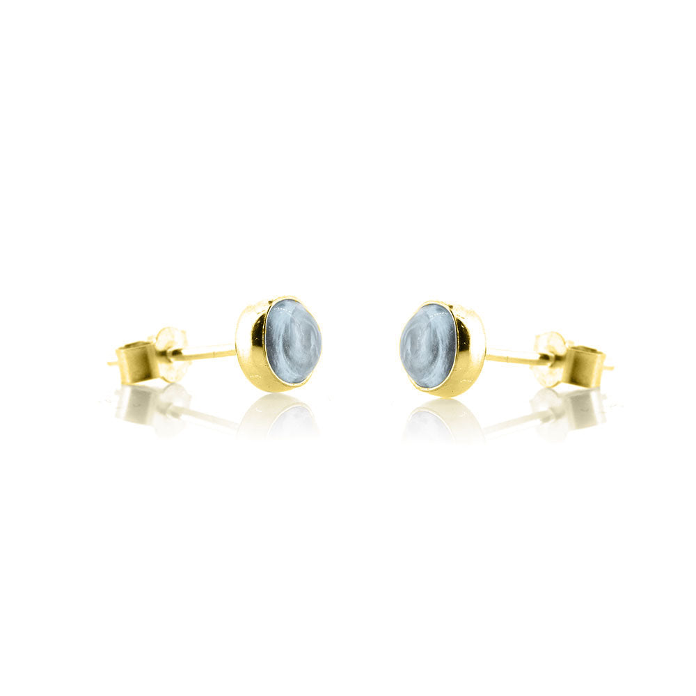 Iria Sky Blue Topaz 5mm Stud Earrings - Yellow Gold Vermeil Stud Earrings
