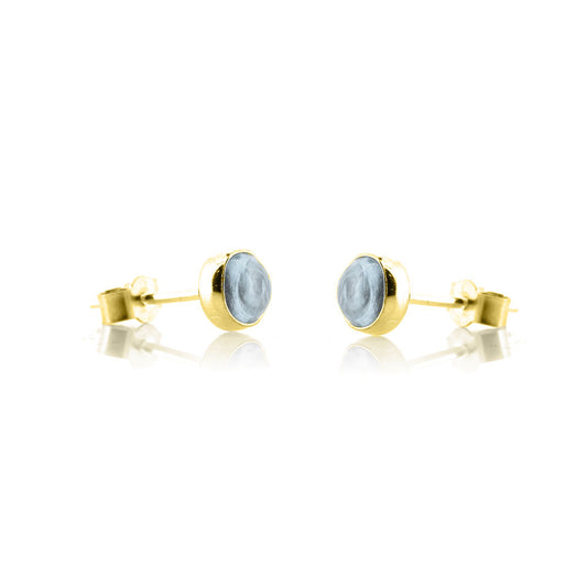 Iria Sky Blue Topaz 5mm Stud Earrings - Yellow Gold Vermeil Stud Earrings
