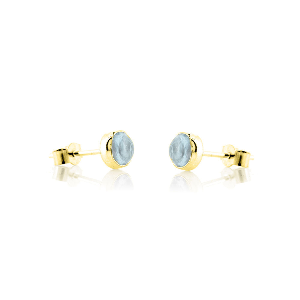 Iria Sky Blue Topaz 5mm Stud Earrings - Yellow Gold Vermeil Stud Earrings