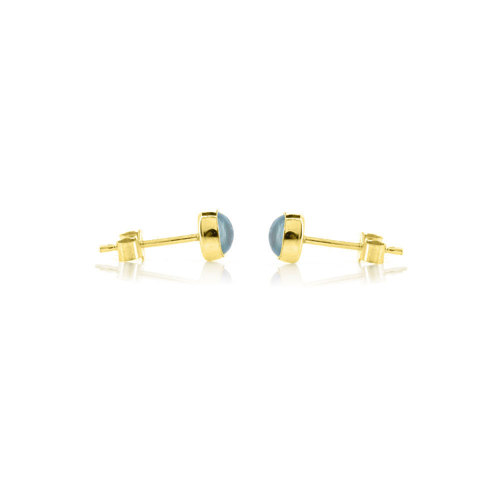 Iria Sky Blue Topaz 5mm Stud Earrings - Yellow Gold Vermeil Stud Earrings