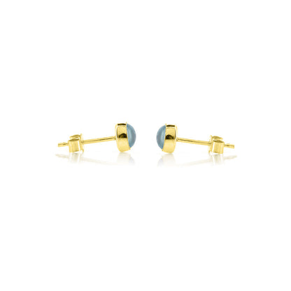 Iria Sky Blue Topaz 5mm Stud Earrings - Yellow Gold Vermeil Stud Earrings
