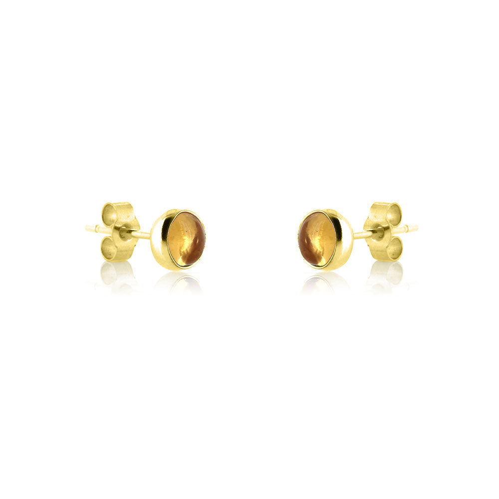 Iria Citrine 5mm Stud Earrings - Yellow Gold Vermeil Stud Earrings