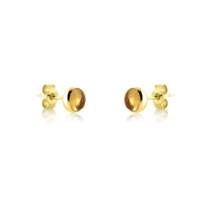 Iria Citrine 5mm Stud Earrings - Yellow Gold Vermeil Stud Earrings