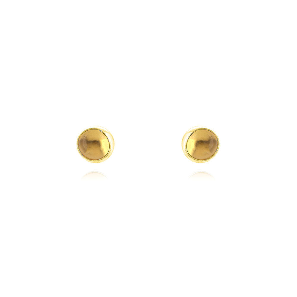 Iria Citrine 5mm Stud Earrings - Yellow Gold Vermeil Stud Earrings
