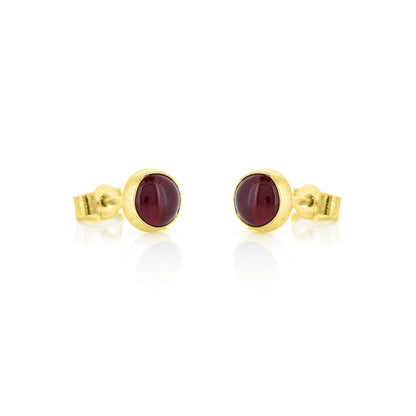 Iria Garnet 5mm Stud Earrings - Yellow Gold Vermeil Stud Earrings