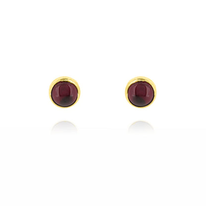 Iria Garnet 5mm Stud Earrings - Yellow Gold Vermeil Stud Earrings