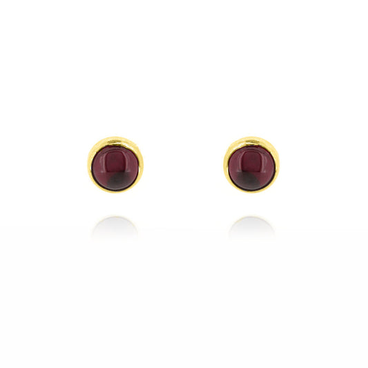 Iria Garnet 5mm Stud Earrings - Yellow Gold Vermeil Stud Earrings