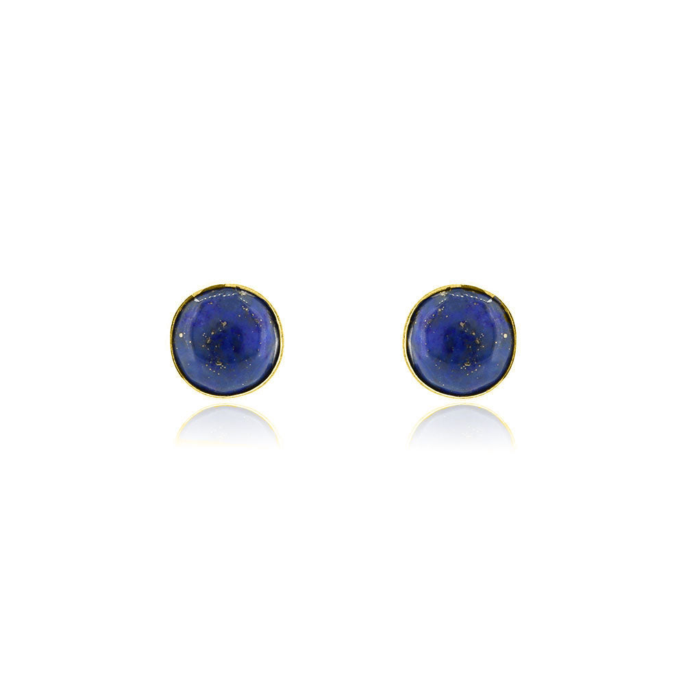 Iria Lapis Lazuli 5mm Stud Earrings - Yellow Gold Vermeil Stud Earrings