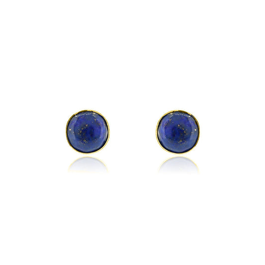 Iria Lapis Lazuli 5mm Stud Earrings - Yellow Gold Vermeil Stud Earrings