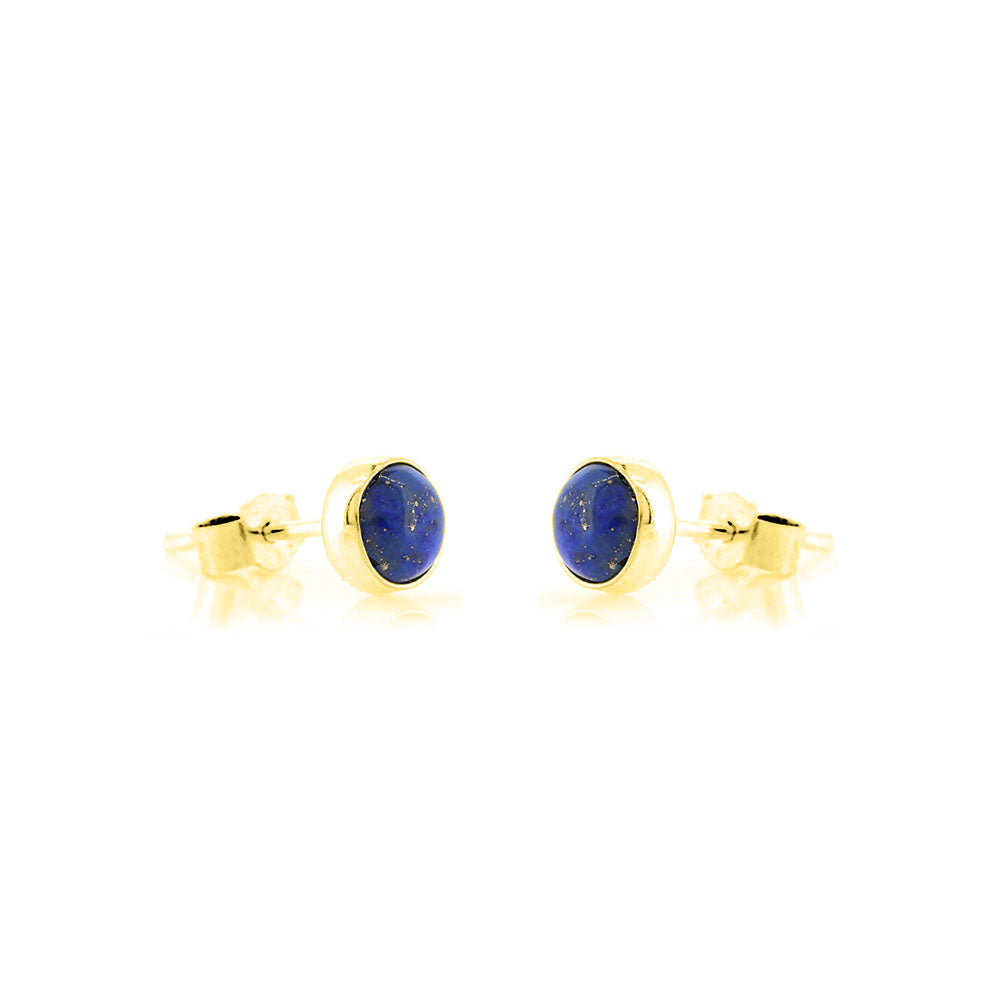 Iria Lapis Lazuli 5mm Stud Earrings - Yellow Gold Vermeil Stud Earrings