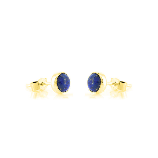 Iria Lapis Lazuli 5mm Stud Earrings - Yellow Gold Vermeil Stud Earrings