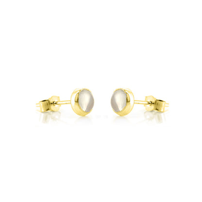 Iria Moonstone 5mm Stud Earrings - Yellow Gold Vermeil Stud Earrings