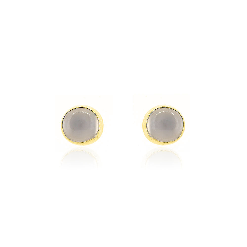 Iria Moonstone 5mm Stud Earrings - Yellow Gold Vermeil Stud Earrings
