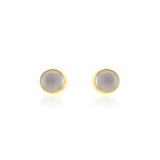 Iria Moonstone 5mm Stud Earrings - Yellow Gold Vermeil Stud Earrings