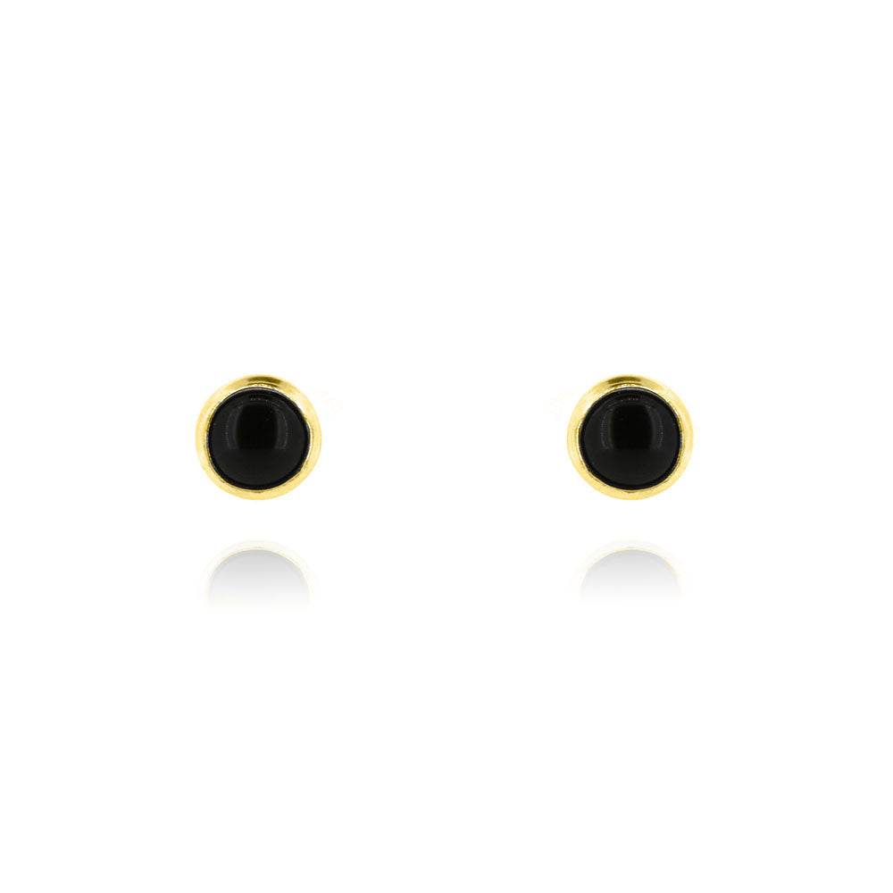 Iria Onyx 5mm Stud Earrings - Yellow Gold Vermeil Stud Earrings