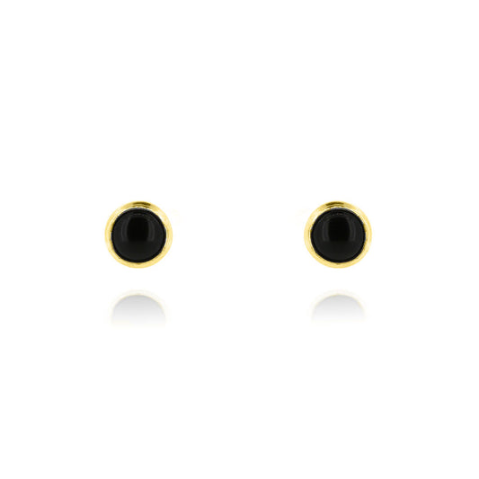 Iria Onyx 5mm Stud Earrings - Yellow Gold Vermeil Stud Earrings