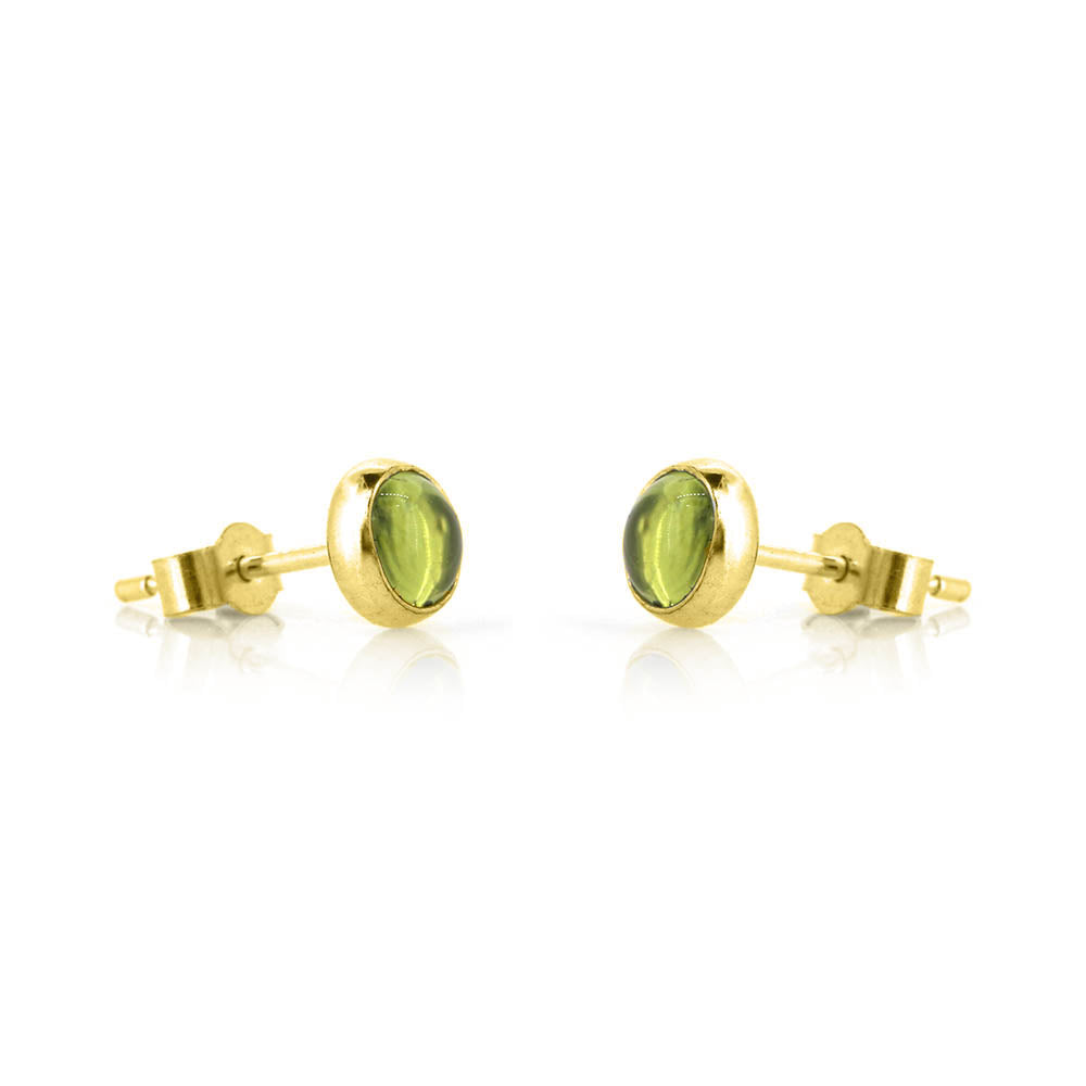 Iria Peridot 5mm Stud Earrings - Yellow Gold Vermeil Stud Earrings
