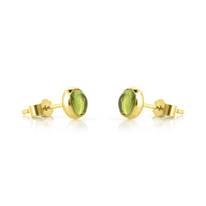 Iria Peridot 5mm Stud Earrings - Yellow Gold Vermeil Stud Earrings